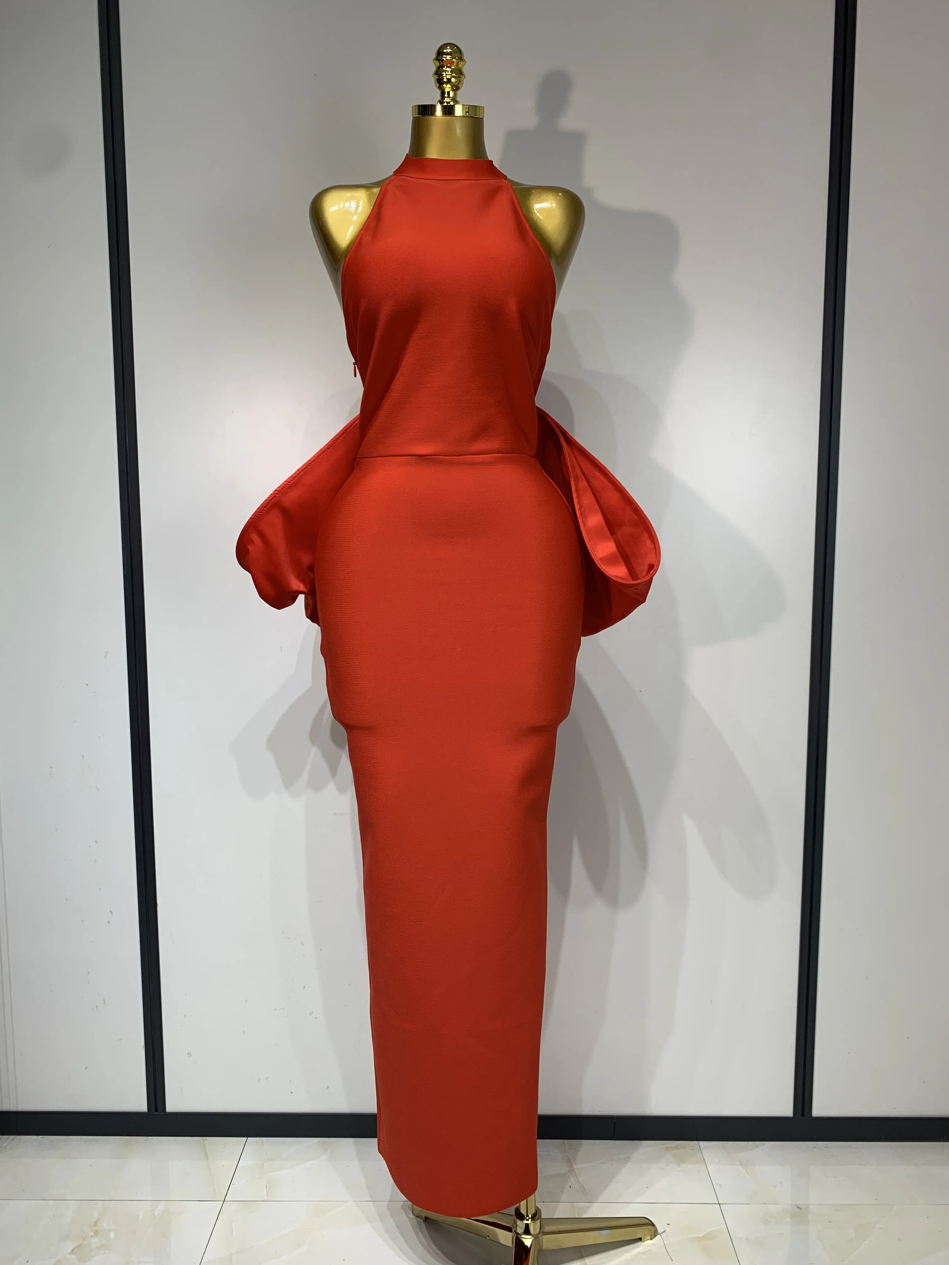 Women Sexy Backless Bow Sleeveless Bodycon Bandage Maxi Dress Red Celebrity Evening Party Cocktail Luxury Birthday Party Dresses