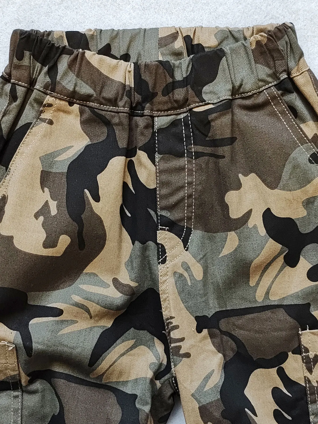 5028 loose Kids Boys Casual Pockets Side Elastic Waist Camo Sports Pants Clothes
