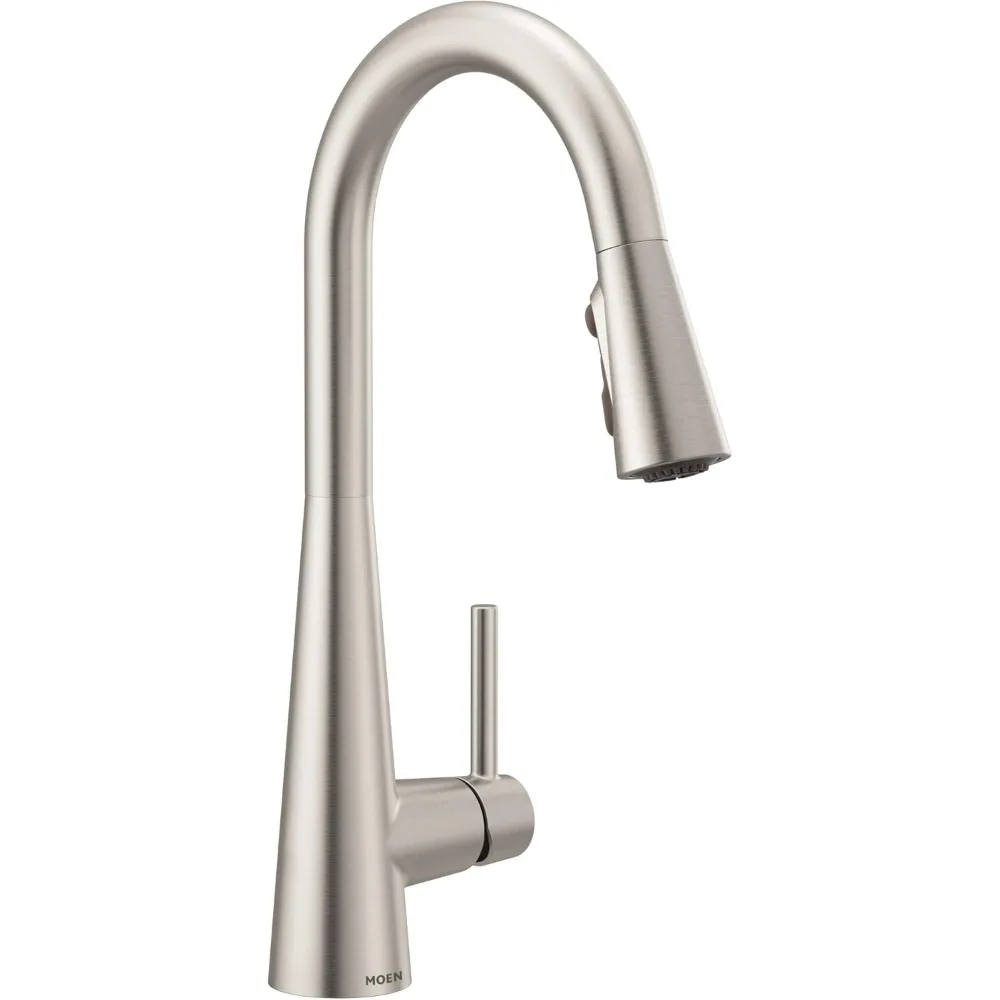 

Moen Sleek Spot Resist Stainless Steel Single Hole Pulldown Kitchen Faucet with PowerBoost for Quick Water Flow