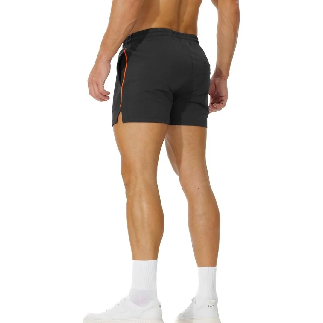 Mens Workout Sweat Shorts 3 Inch Cotton Casual Fitness Running Shorts with Pocket