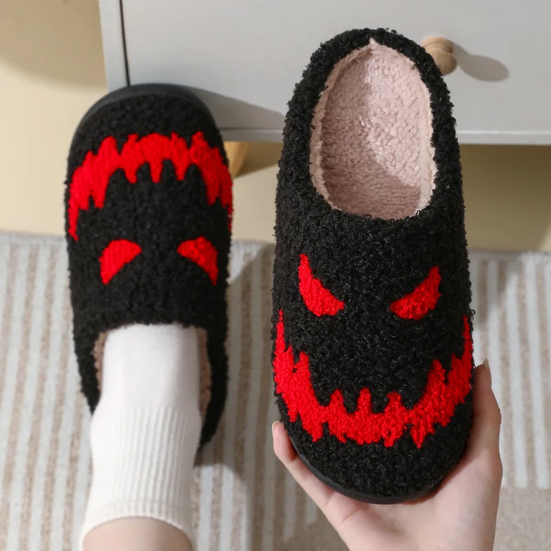 New Halloween Ghost Eyes Slipper Cartoon Funny Hand Flat Indoor House Shoes for Women Men Soft Plush Fashion Halloween Gifts