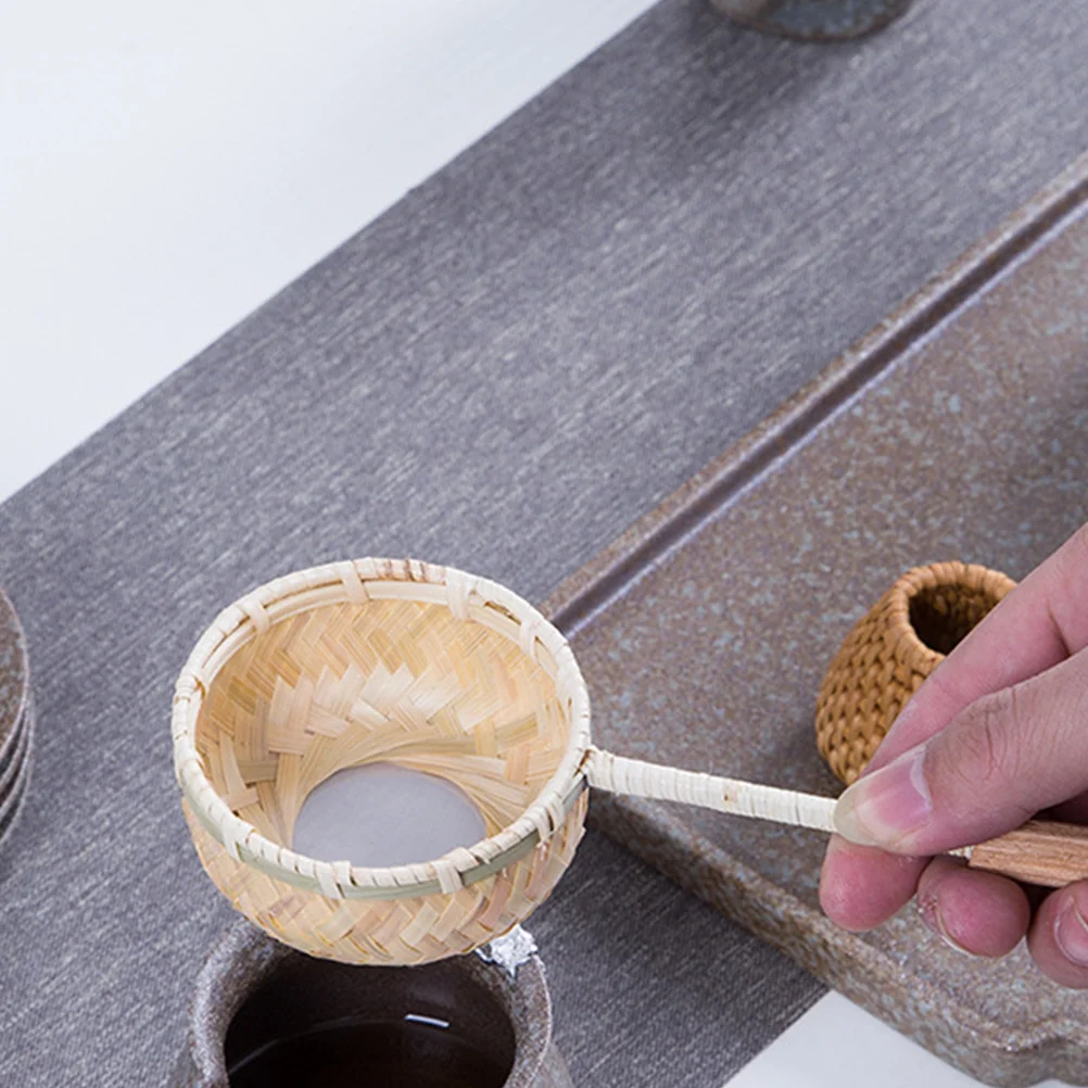 

Bamboo Rattan Tea Strainer Long Handle Mesh Filter Practical Tea Infuser for Teapot Mug Easy Clean Accessory Mesh Filter