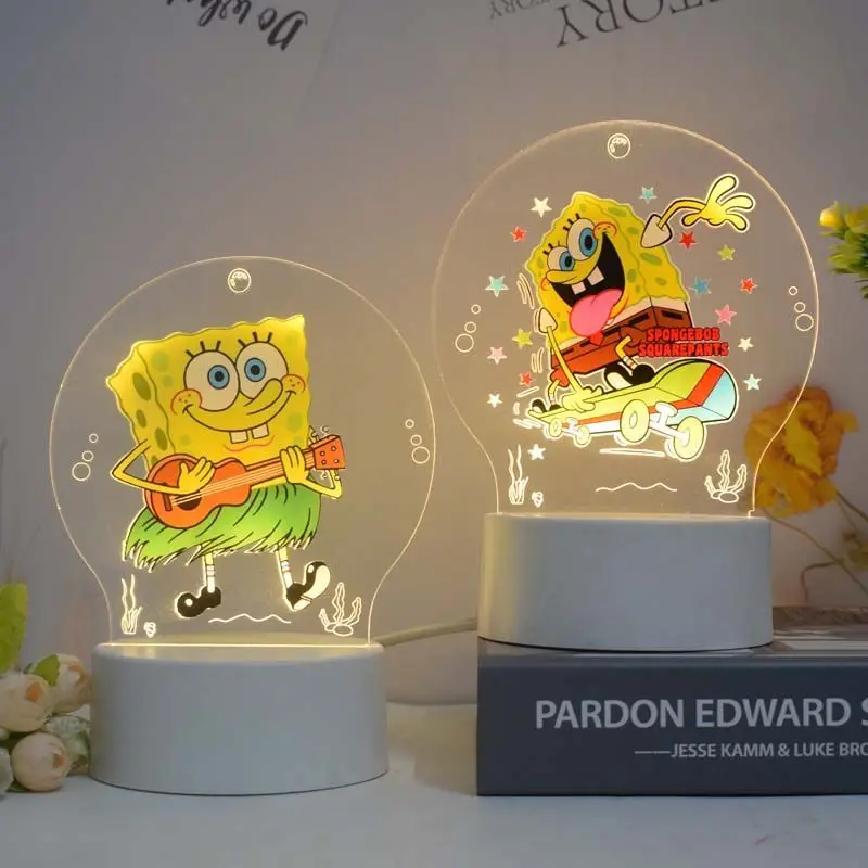 Bob Esponja SquarePants Patrick Star periférico animación de dibujos animados luz nocturna creativa 3D luz decorativa para habitación de niños