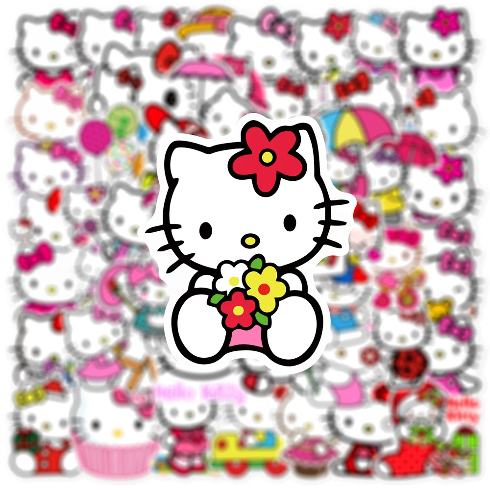 10/30/50pcs Aesthetic Anime Sanrio Hello Kitty Stickers Graffiti DIY Skateboard Laptop Bike Waterproof Cartoon Kids Sticker Toy