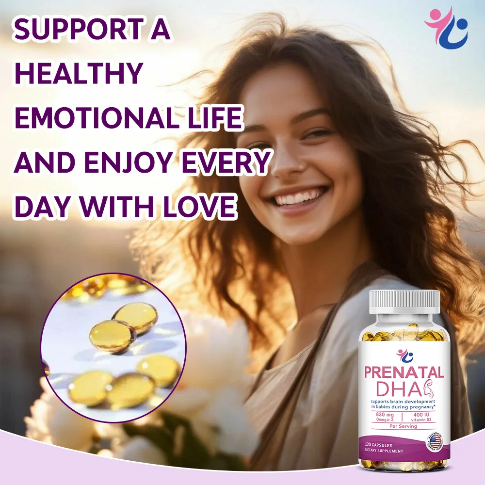 DHA Fish Oil for Pregnancy - with Omega-3 and Vitamin D3, Promotes Calcium Absorption, Omega-3 Supplement for Women's Health.