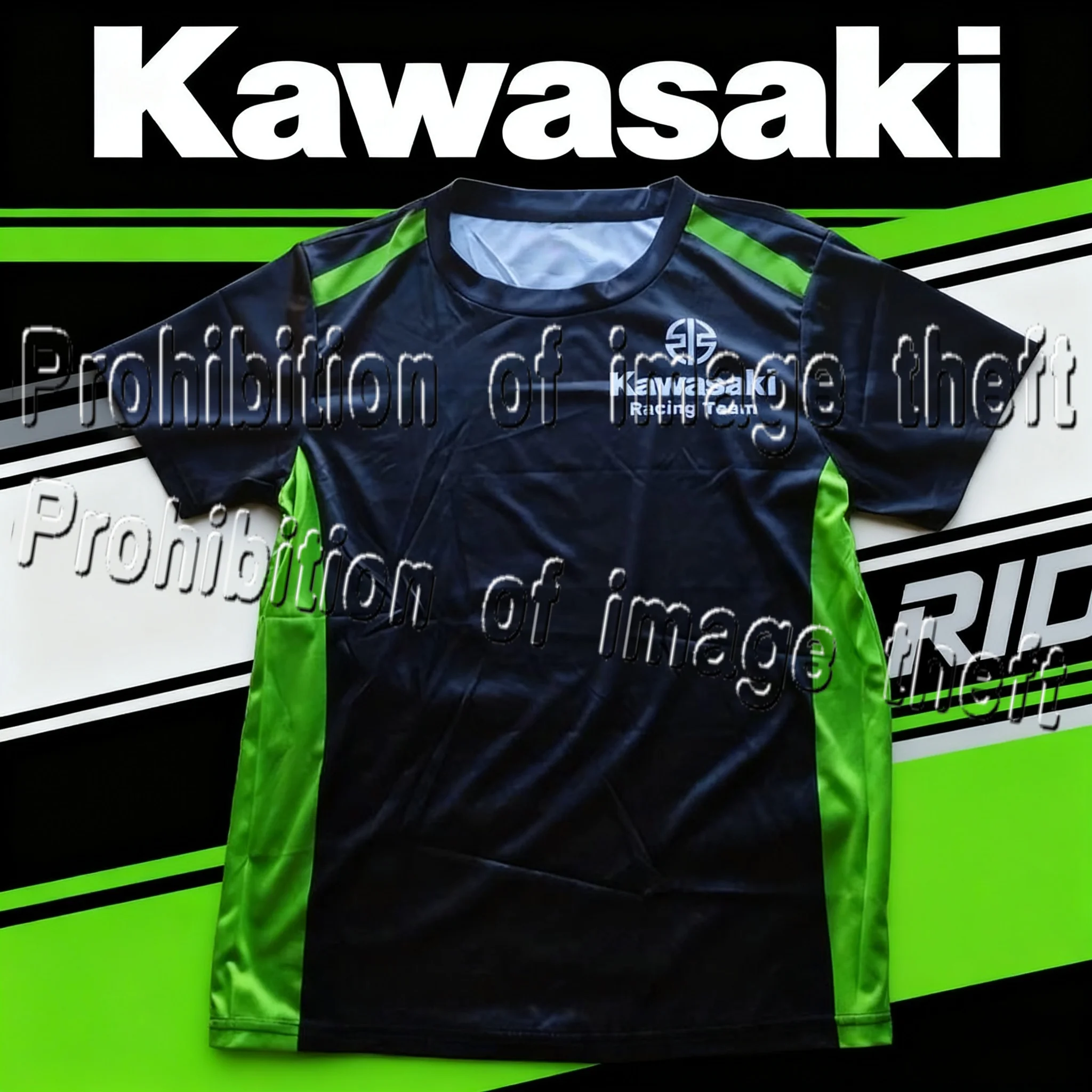 

Summer Hot Selling New Kawasaki Heavy Motorcycle Themed Short Sleeved 3D Printed Quick Drying Loose Riding Short Sleeved Shirt