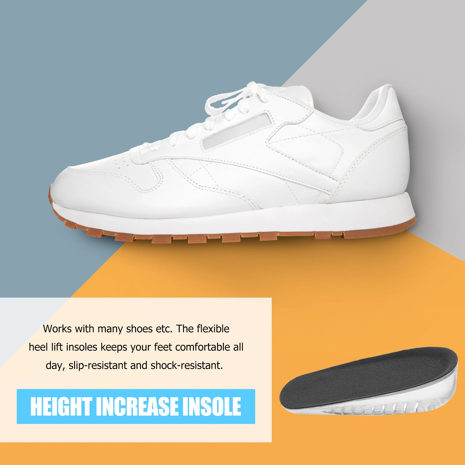 

3pcs Silicone Heel Lifts Shock Absorption Heightening Insoles Invisible Taller Shoe Pads Comfortable Durable Foot Care Tool