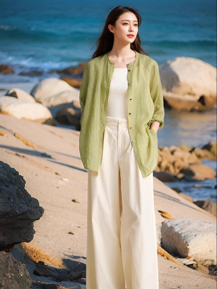 

Летняя прозрачная льняная солнцезащитная накидка Nanlouyue в стиле ретро, высококачественная, для йоги, женская модная верхняя одежда