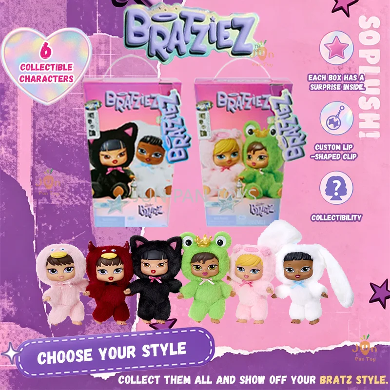 Original Bratz Bratziez Iconz Series Caja Sorpresa Colgante de Peluche Misterioso Llavero Mini Muñeca Coleccionable Regalo Sorpresa Juguete