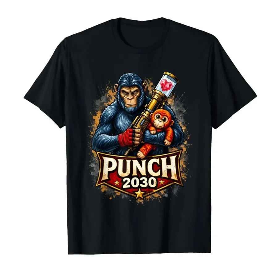 

The Rise of Punch – Monkey Punch-Kun 2030 T-shirt For Men Women 100% Cotton T Shirts Short Sleeve Tops 0403-2