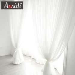 Hall White Tulle Sheer Curtians for Living Room Voile Curtains for Bedroom Windows Treatments Modern Home Decor Room Door Drape