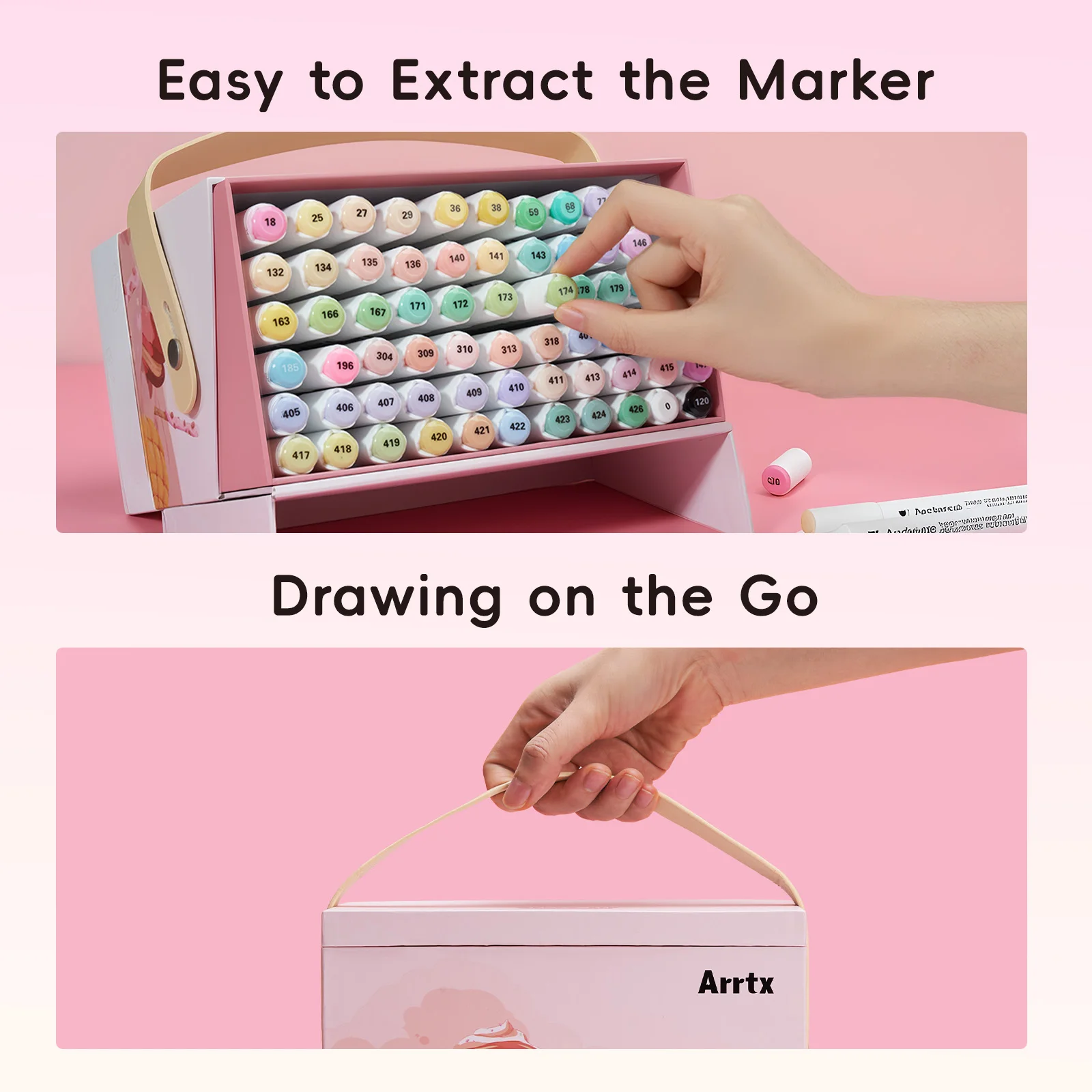 Arrtx ALP 알코올 마커 66/80/90색, 성인 아티스트를 위한 색칠 및 스케치용 전문가용 아트 마커 (치즐 및 파인 팁)