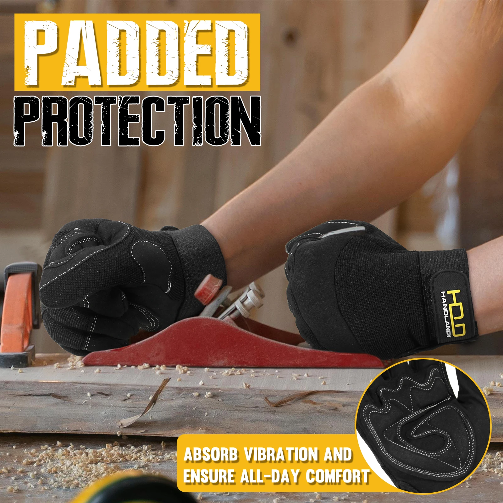 남성 및 여성을 위한 HANDLANDY 작업 장갑, 유틸리티 정비사 작업 장갑 터치 스크린, 유연한 마당 작업 장갑