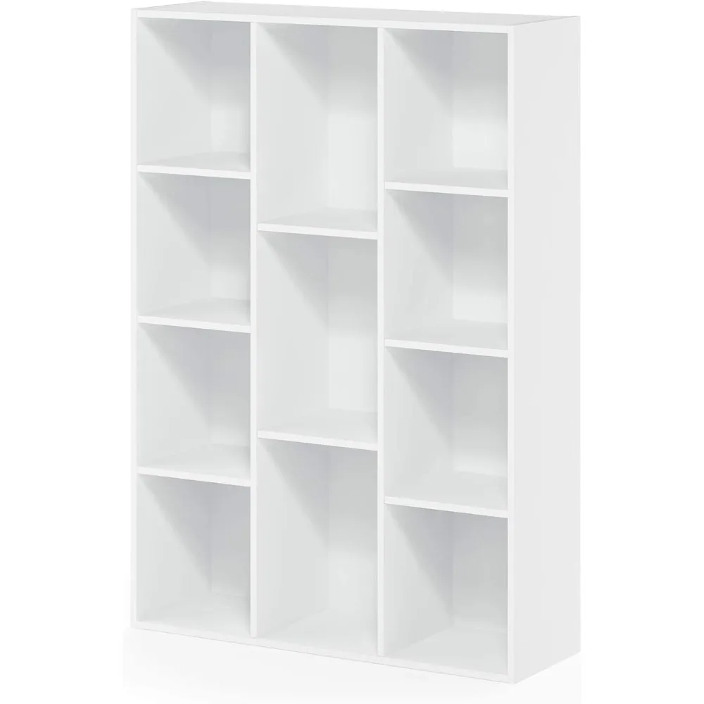 Modern Bookcase / Storage , 11-Cube, 29.13(W)x41.73(H)x9.44(D) Inches Wood Bookcase White