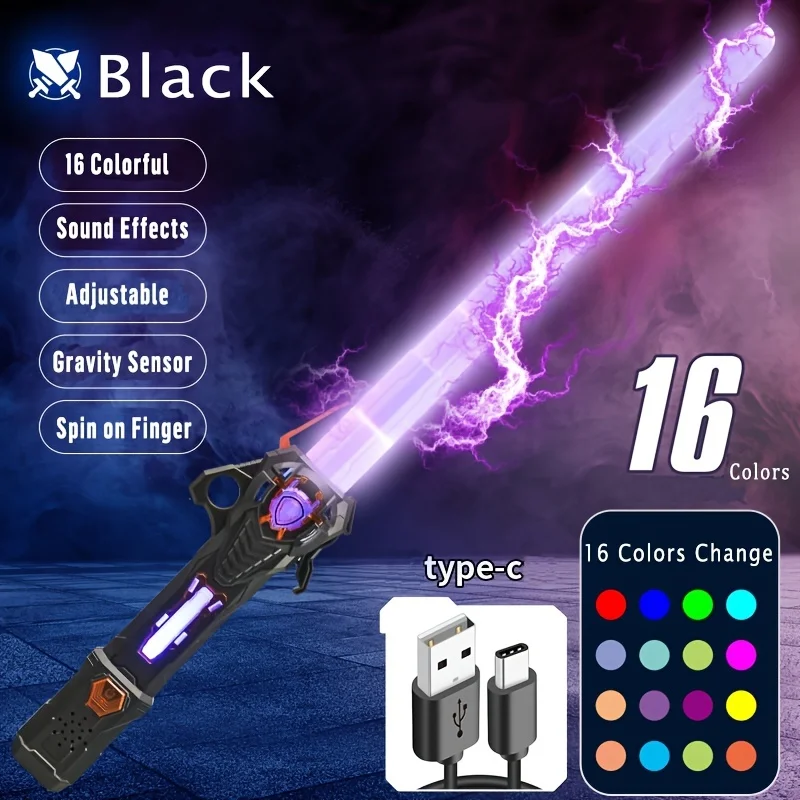 RGB Lightsaber For Kids USB Rechargeable Lightsaber 16 Colors Retractable Laser Sword Flashing Sword Luminous Toy Children's Toy