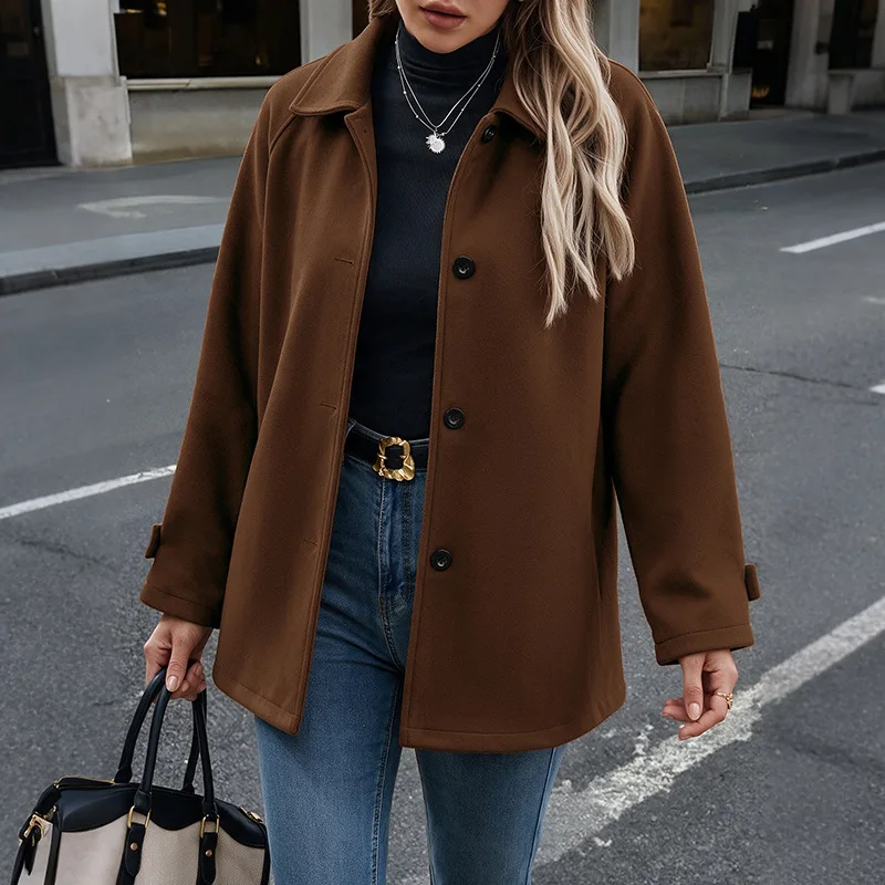 Medium and Long Woolen Coat 2026 Autumn and Winter New Temperament Lapel Loose Thickened Woolen Coat Women