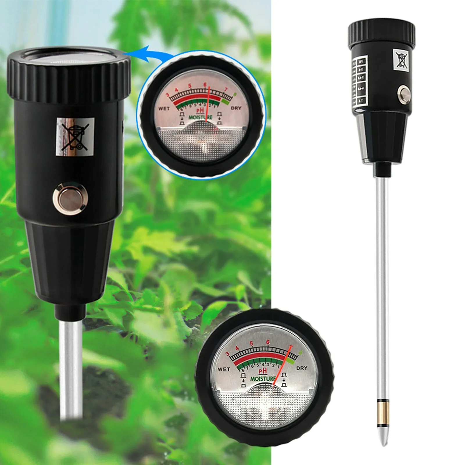 

2 in 1 PH Tester Soil Water Moisture Light Test Meter for Garden Plant Seeding