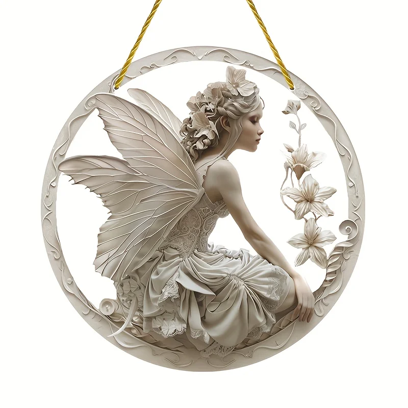 Glam Style Acrylic Angel Girl Sun Catcher Decorative Sign&Plaque-Wall Hanging,3D Art for Home,Room,Bedroom-Multipurpose Angel