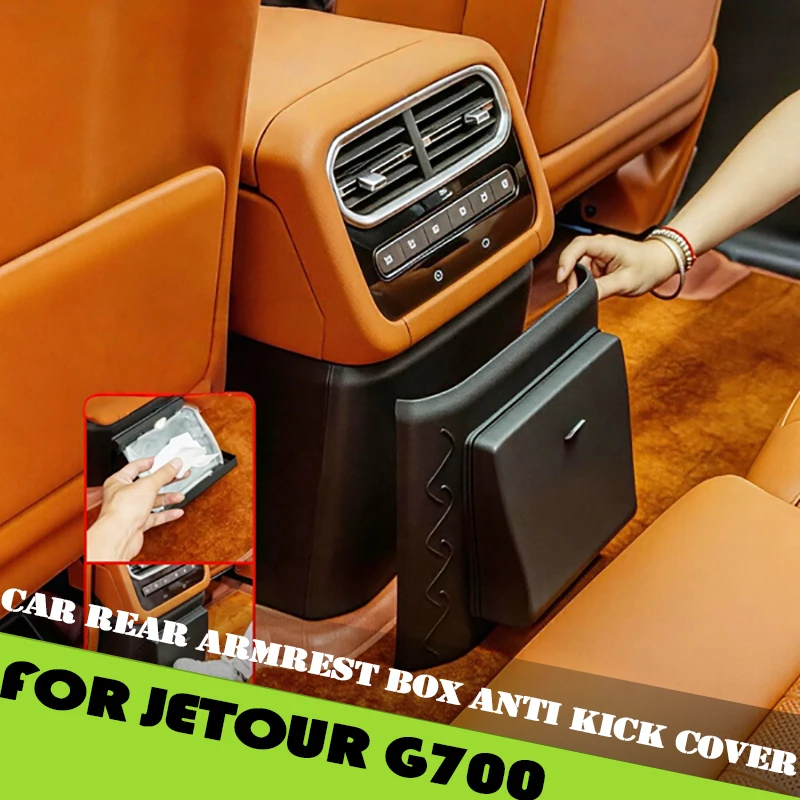 

Car Rear Armrest Box Anti Kick Cover Fit for JETOUR G700 2025 2026 Modified Car Rear Garbage Bin Car Interior Accessories