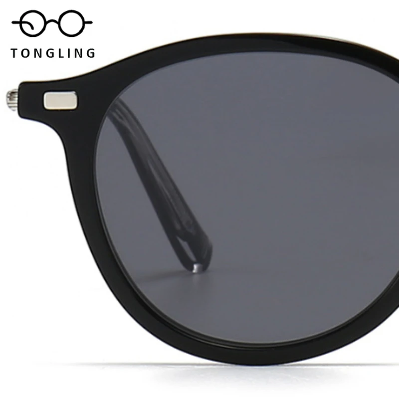 2025 مصنوع يدويًا في دفعات محدودة، نظارات شمسية من خلات التيتانيوم النقي خفيفة للغاية مع إطار دائري قديم مثالي للحماية من الشمس #3