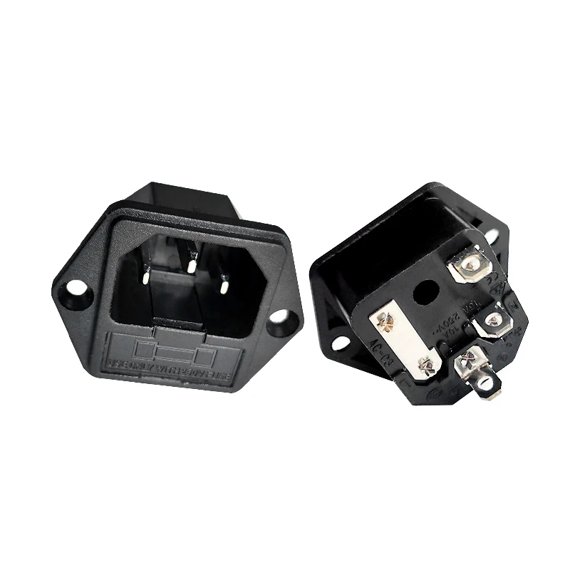 2pcs AC Socket Adapter 10A/250V SP-862 3 PIN 2 in 1 AC Power Socket Connector AC With Fuse Holder