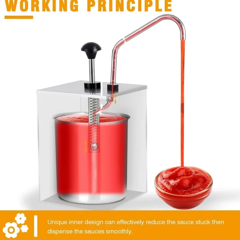 

3.6L Sauce Pump Sauce Dispenser Commercial Kitchen Stainless Steel Dispenser Pump Station for Ketchup, Black Pepper Sauce