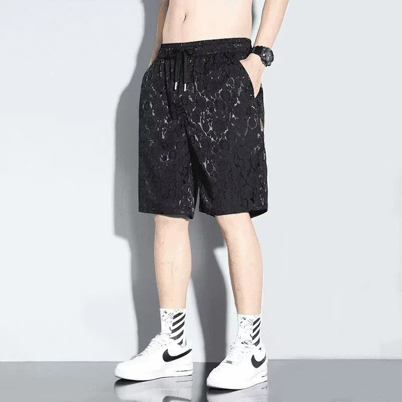 Tie Dye Print for Men's Shorts Thin Loose Breathable Sports Knee Length Shorts Ice Silk Outdoor Summer Gym Vacation Short Pants