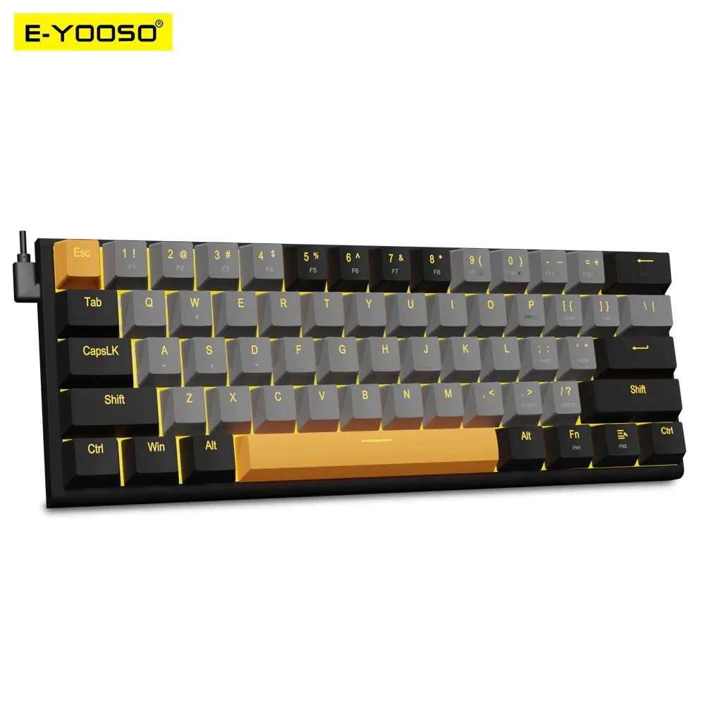 E-YOOSO Z11 USB mechaniczna przewodowa klawiatura do gier czerwony przełącznik 61-klawiszowy gracz rosyjski brazylijski portugalski na komputer PC Laptop
