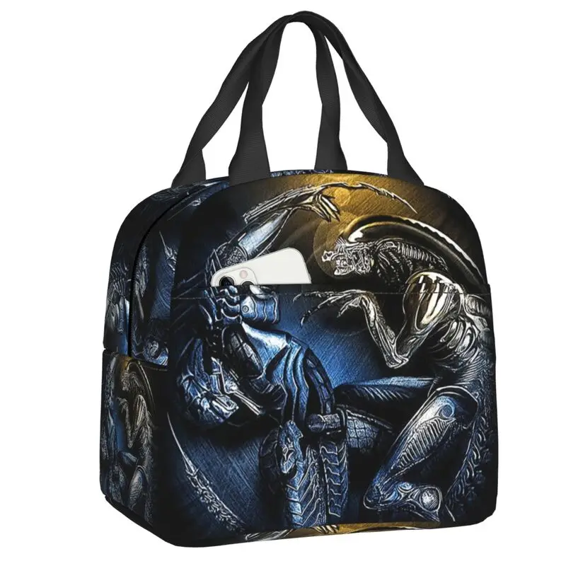 Alien Predators Horror Insulated Lunch Bags for Outdoor Picnic Science Fiction Comics Leakproof Thermal Cooler Lunch Box Kids