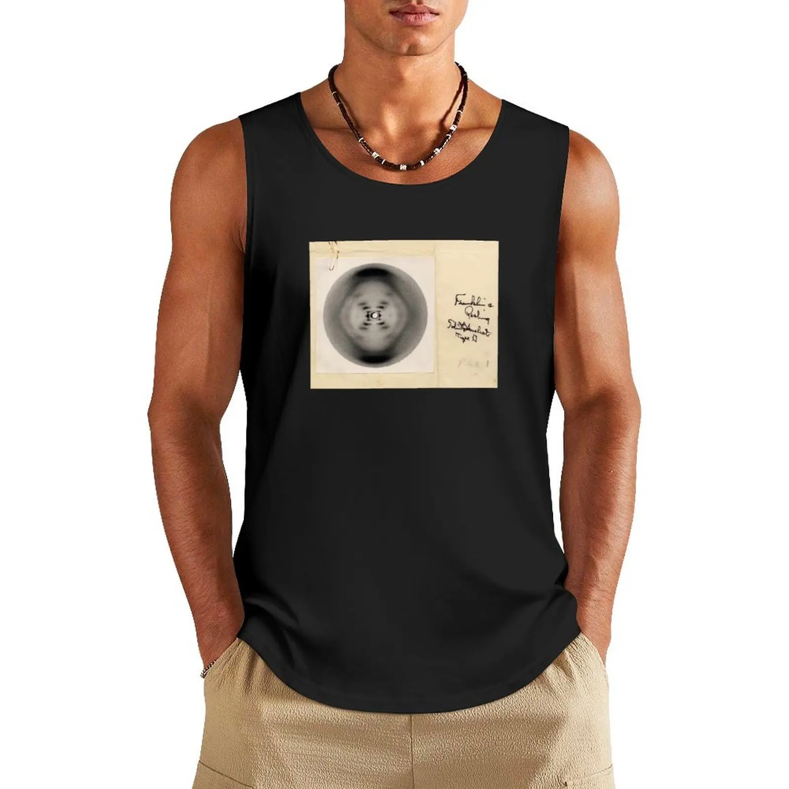 

Rosalind Franklin's B-Form x-ray of DNA, 1952, Diffraction Photo Tank Top summer Men's tops clothing men tops