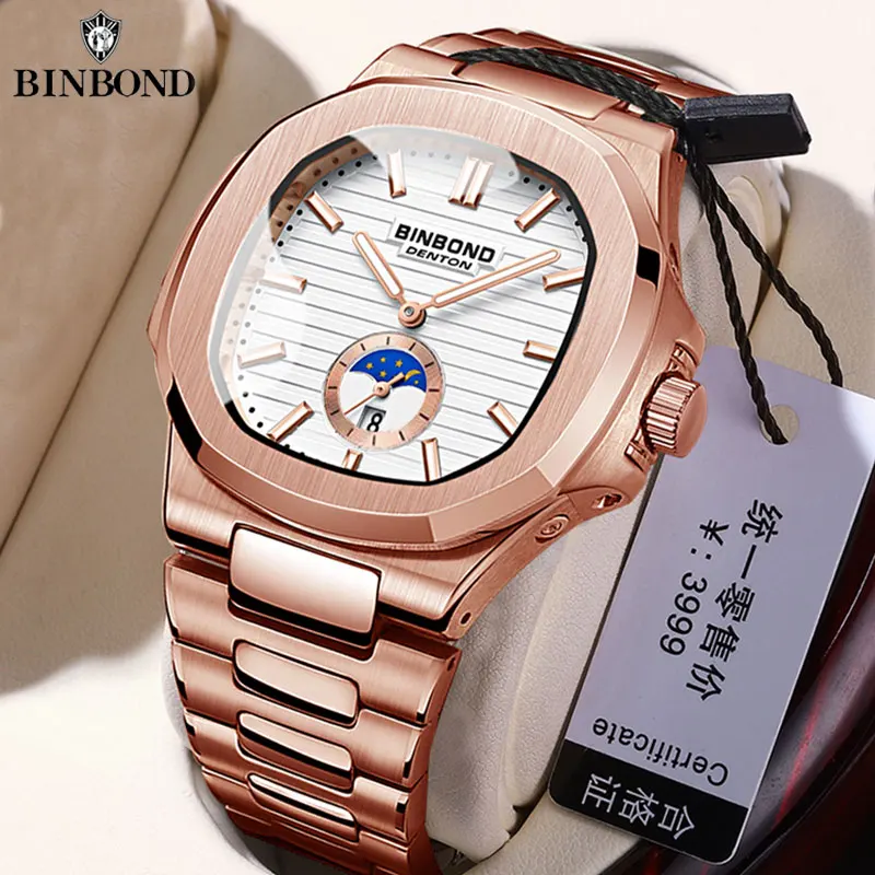 BINBONG Men\'s Watches Business Clock Top Luxury Brand Quartz Men Watch Stainless Steel Waterproof Luminous Wristwatch B1786