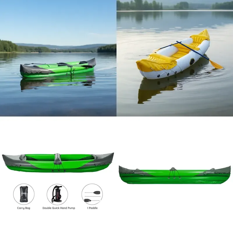Made in Guangdong 10 feet (3 meters) inflatable fishing kayak PVC hull 3-seat foldable OEM/customizable ISO9001