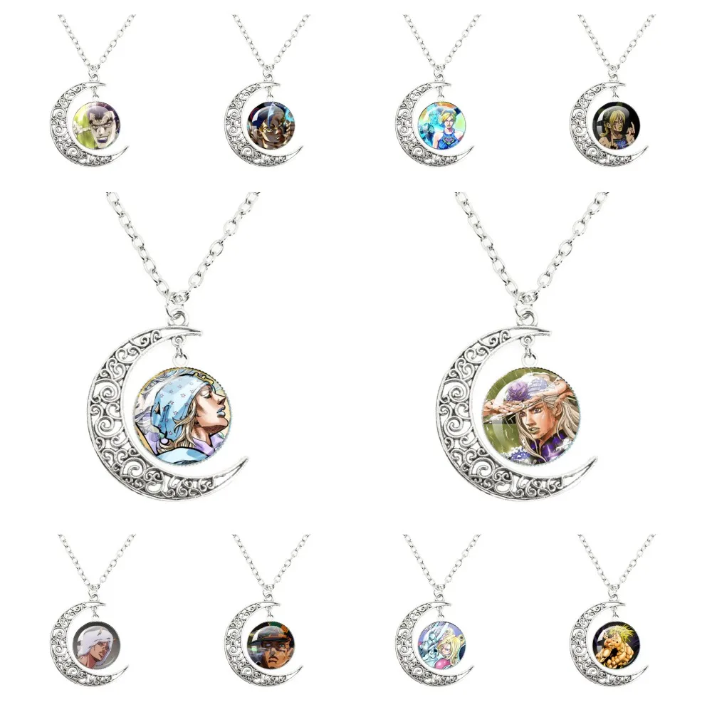 Anime JoJos Bizarre Adventure SBR Dio Gyro ZEPPELI Moon Necklace Handmade Necklace Jewelry Accessories Glass Pendant Gifts