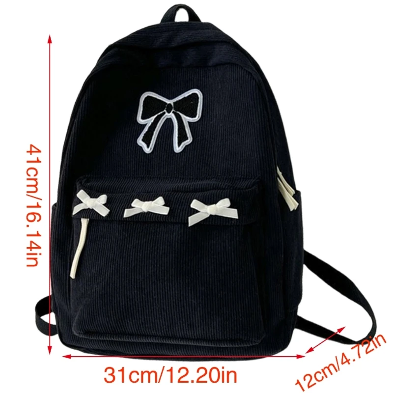 E74B Mulheres Bowknot Mochila Estudante Bolsa Escola Mochila Veludo Mochila Estética