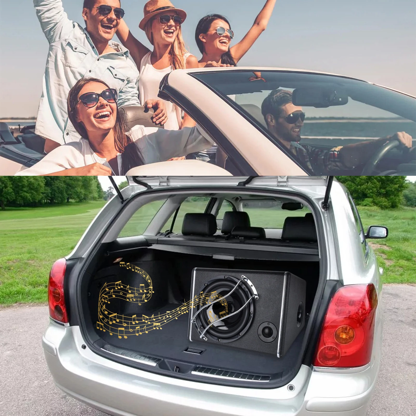 Podofo 1 Set 10 Zoll 3800W Auto-Subwoofer mit Bandpass-Subwoofergehäuse für 12V Auto LKW Marine Boot Audio-Upgrade – Detail 4