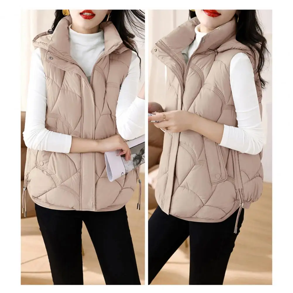 Cotton Waistcoat Stylish Women's Cotton Hooded Vest with Zipper Closure Sleeveless Waistcoat Outerwear for A Chic Look