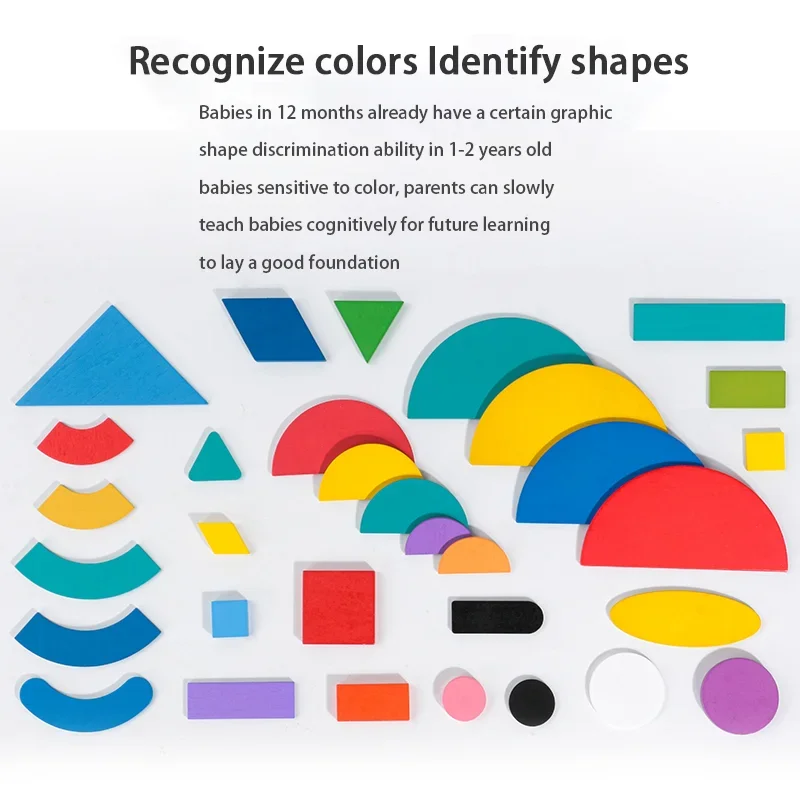 لغز الأشكال الهندسية خشبية للأطفال التعلم المبكر المعرفي مطابقة التنوير اللعب القصدير صندوق Tangrams