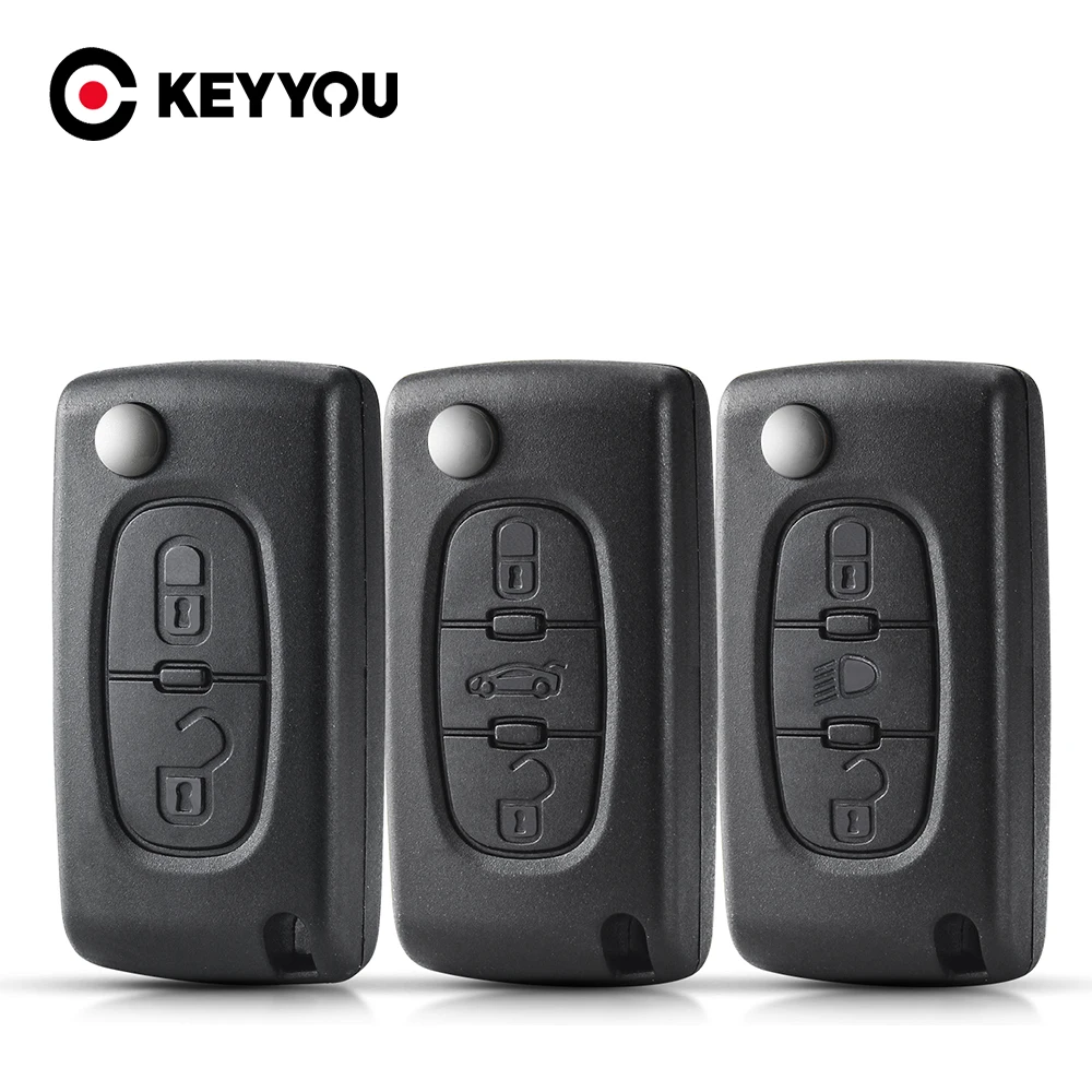 

KEYYOU 10pcs 2/3 Buttons For Peugeot 207 307 308 407 607 For Fiat Flip Remote Car Key Shell HU83/VA2 For Citroen C2 C3 C4 C5 C6