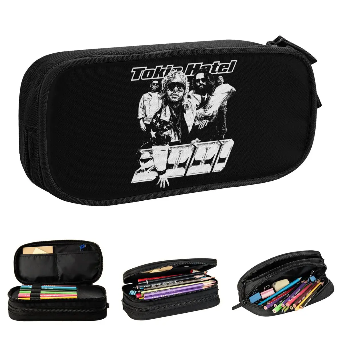 Tokio Hotel Pencil Case German Rock Pen Holder Bags Girls Boys Big Capacity School Supplies Cosmetic Pencil Pouch