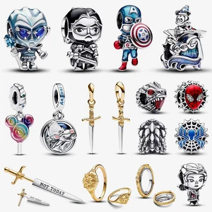 925 Silbergranulat für Frauen, Wunder, Disney, Game of Thrones, Anhänger, Ohrringe, Ring, Halskette, Pandora -Armband, heiß, neu, 2024 10 Hauptverkauf Pandora Ohrring - №6