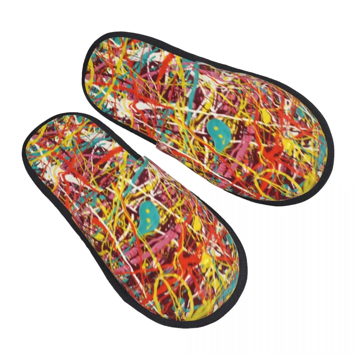 Custom Modern Jackson Pollock Guest Slippers for Bedroom Women Abstract Expressionism Painting Art House Slipper