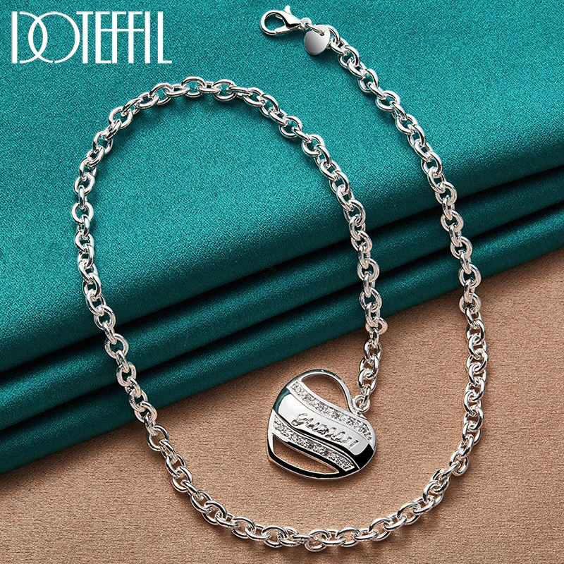 DOTEFFIL collana con ciondolo a cuore in zircone AAA in argento Sterling 925 per gioielli da donna con ciondolo per feste di moda