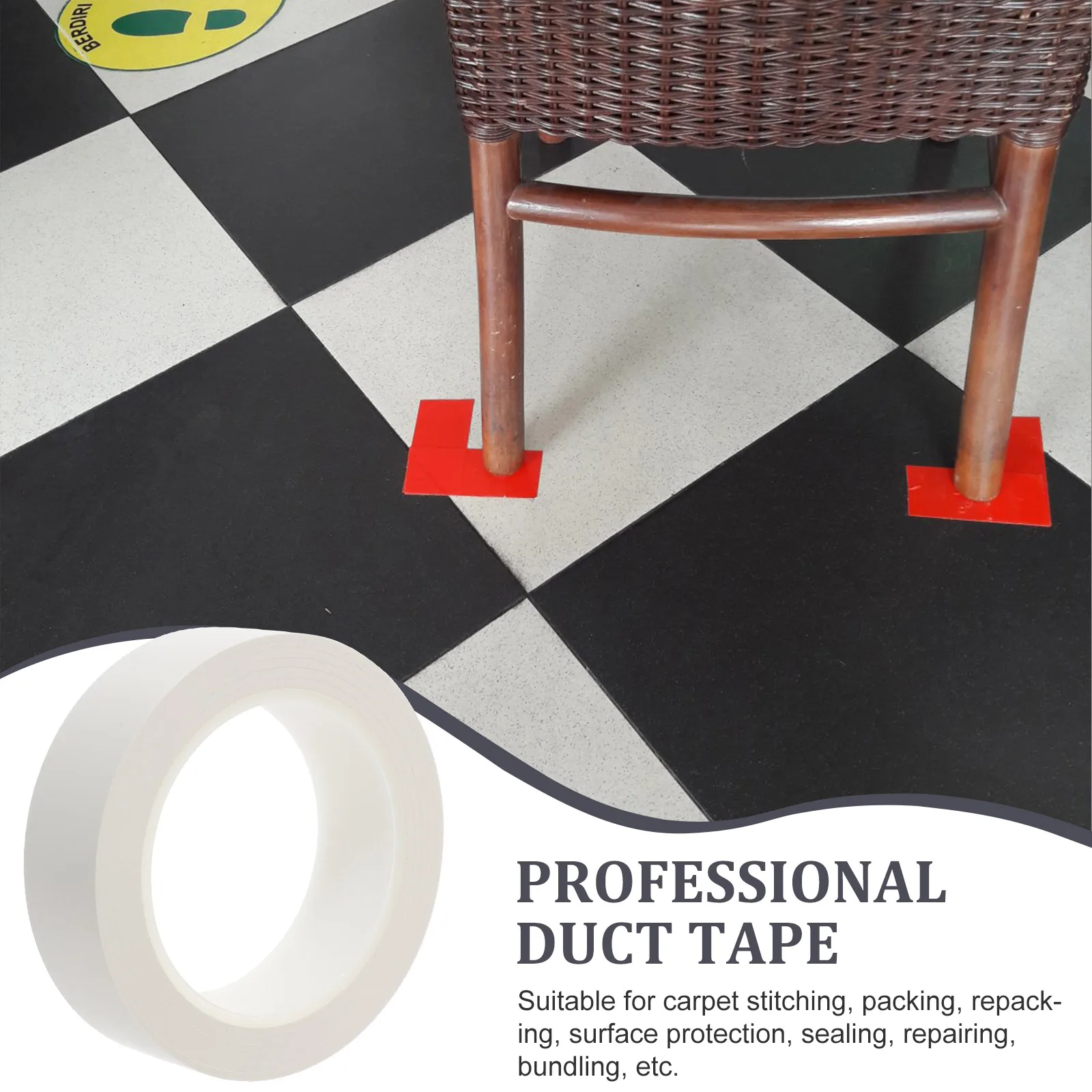 

5 Rolls White Duct Tape Heavy Duty Wear Resistant Floor Adhesive Strong Industrial Sealant for Carpet Repair Outdoor Packaging