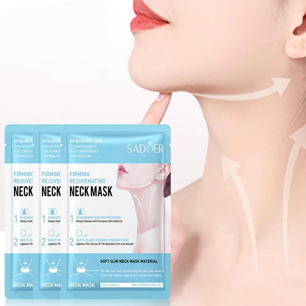 Mascarilla de ácido hialurónico para el cuello, mascarilla reafirmante de colágeno, cuellos nutritivos, hidratantes, iluminadores de la piel, belleza, L9F9