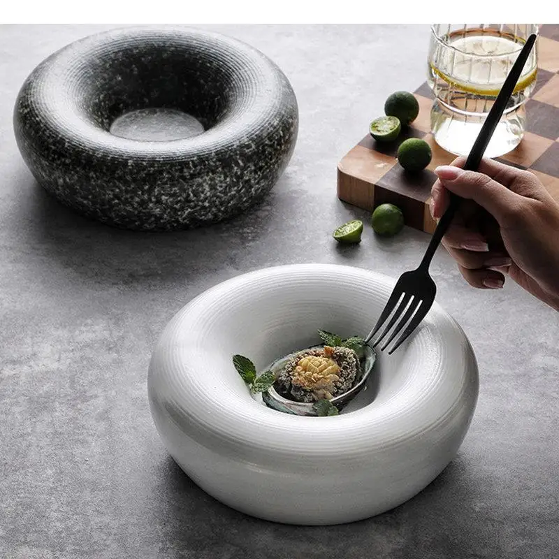 

Ceramic Dinner Plate Restaurant Thick Soup Dessert Snack Dish Pasta Plates Household Solid Color Tableware