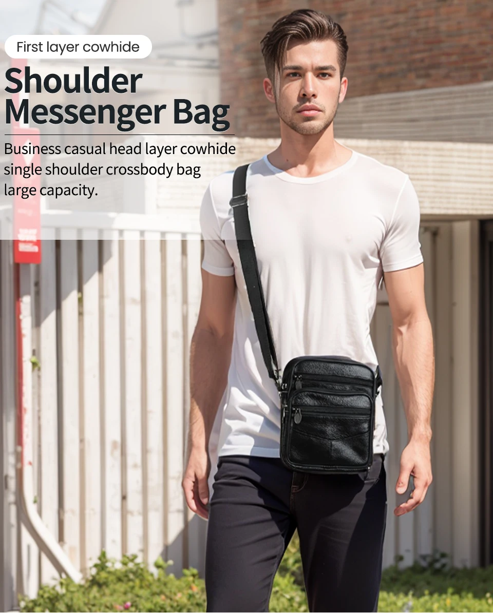 JOYIR Echtes Leder Männer Umhängetaschen Trendy Casual Schulter Tasche für Männer Hohe Qualität Messenger Sling Taschen Satchel Tasche – Detail 1