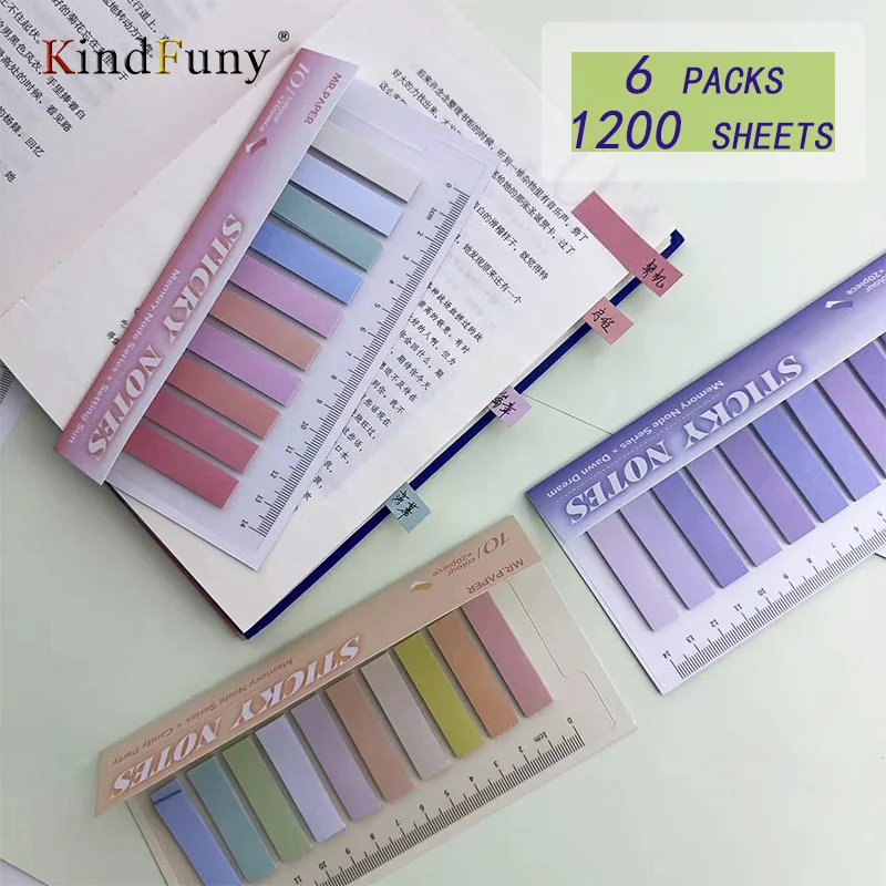 

KindFuny 1200Sheets Sticky Note Morandi Gradient Color Kawaii Sticky Notes Cute Index Memo Pad Bookmark Paper Sticker