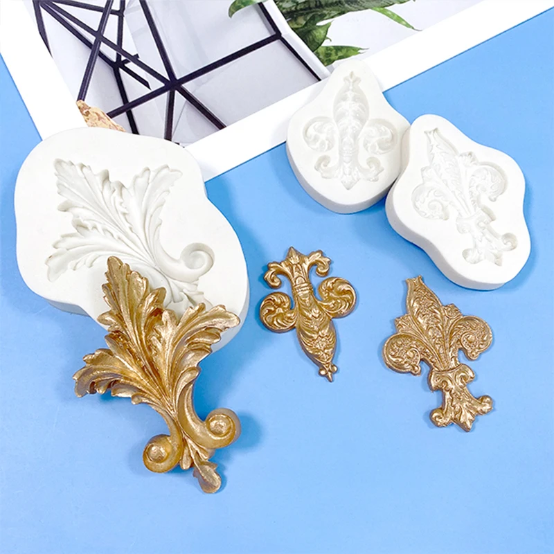 European Classical Relief Pattern Sugar Flipping cake, Chocolate candy Baking Mold, Flower Vine Pendant, Clay silicone Mold