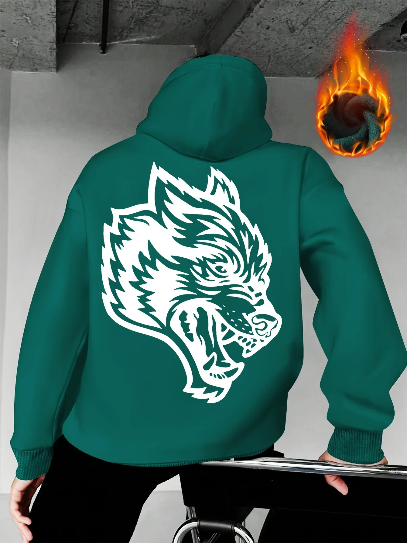 Vintage Angry Wolf Hoodie Wild Animal Streetwear Pullover Unisex Oversized Fleece Hoodie Fall Winter