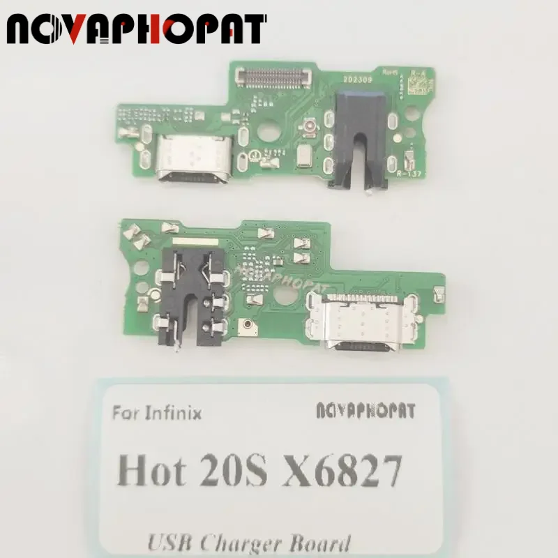 Novaphopat For Infinix Hot 20S X6827 USB Dock Charger Port Plug Headphone Audio Jack Microphone MIC Flex Cable Charging Board